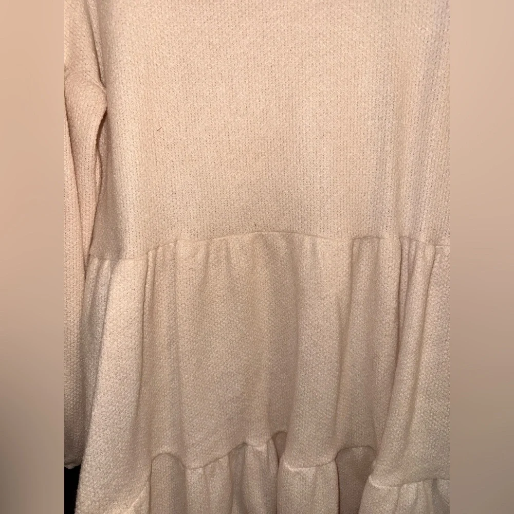 Peach Love California Cream Textured Knit Babydoll Dress - Picture 2 of 4